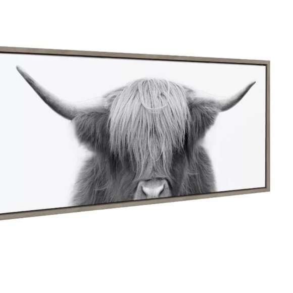 Sylvie Hey Dude Highland Cow by The Creative Bunch Studio Framed Wall Canvas Gra - Picture 2 of 4